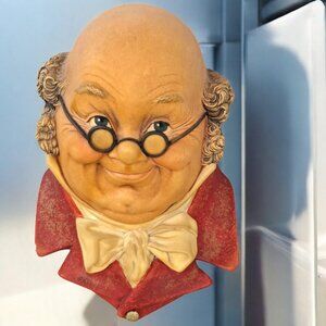 Vintage Bossons England Chalkware Head - Mr. Pickwick - 1964 1960s